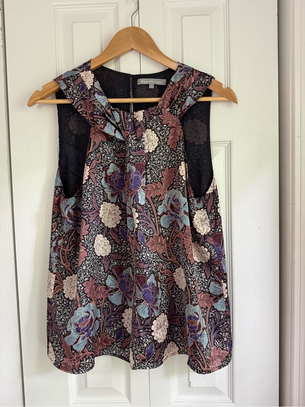Daniel Rainn Floral Sleeveless Camisole in Purple, Blue and Cream